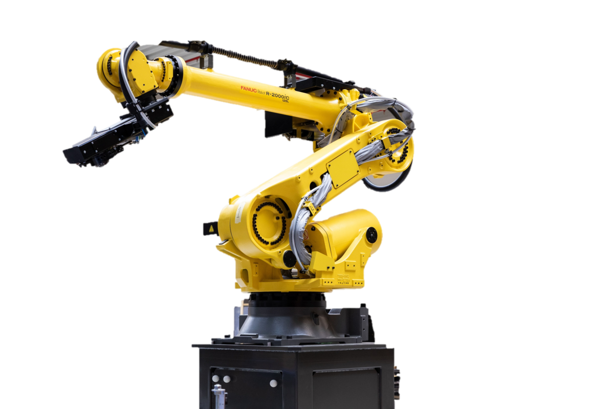 Bild-Platzhalter · freigestellter Industrieroboter auf der gelben Kartenfläche