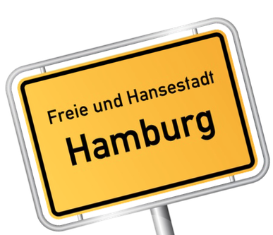 Freigestelltes Ortsschild Freie und Hansestadt Hamburg